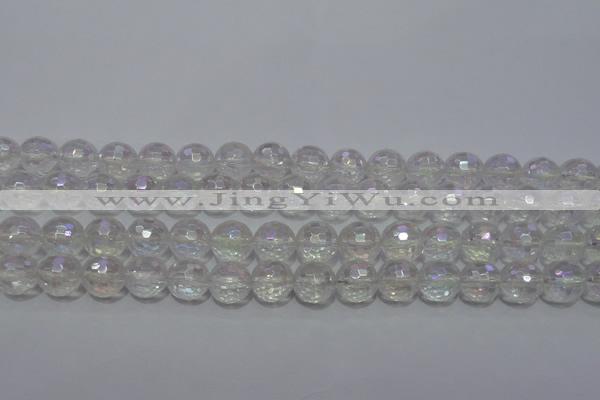CCC411 15.5 inches 6mm faceted round AB-color white crystal beads