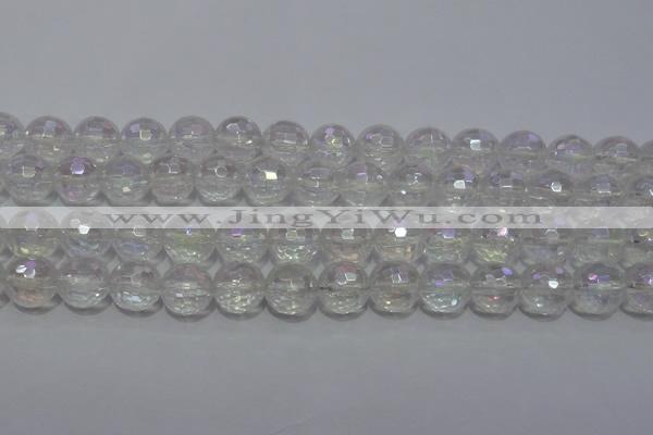 CCC412 15.5 inches 8mm faceted round AB-color white crystal beads