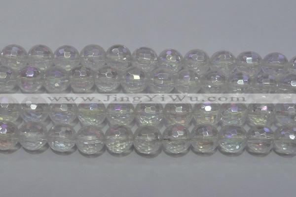 CCC415 15.5 inches 14mm faceted round AB-color white crystal beads