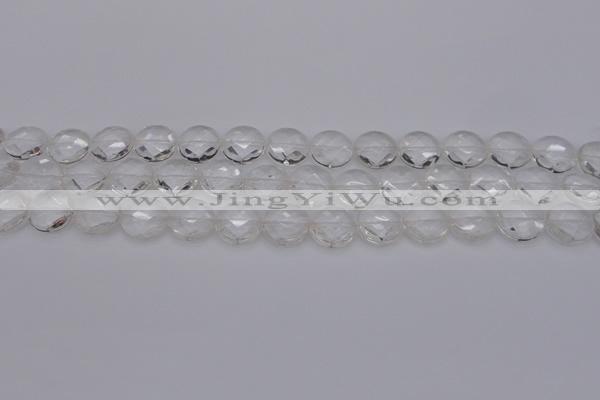 CCC502 15.5 inches 8mm faceted coin natural white crystal beads