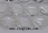 CCC504 15.5 inches 12mm faceted coin natural white crystal beads