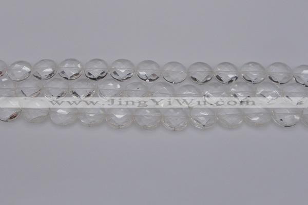 CCC505 15.5 inches 14mm faceted coin natural white crystal beads
