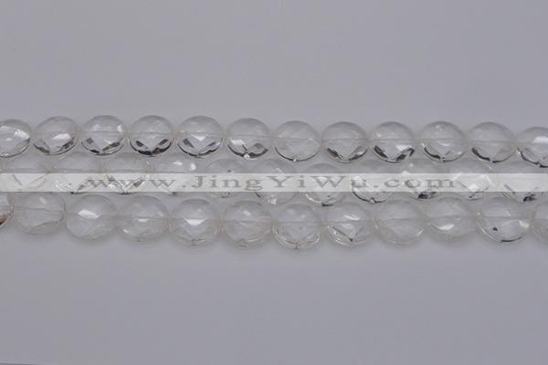 CCC506 15.5 inches 16mm faceted coin natural white crystal beads