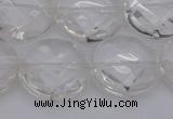 CCC509 15.5 inches 22mm faceted coin natural white crystal beads