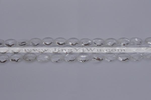 CCC514 15.5 inches 12*16mm faceted oval natural white crystal beads