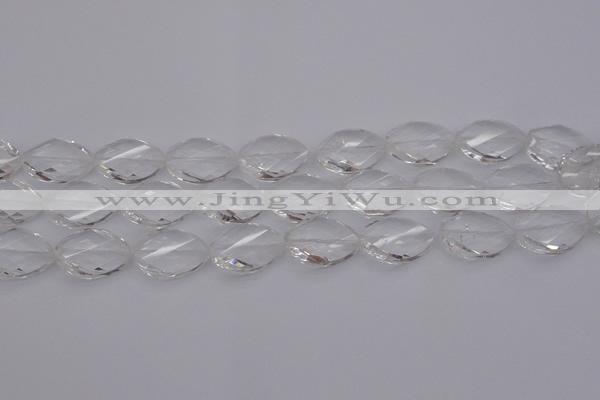 CCC525 15.5 inches 15*20mm twisted & faceted teardrop white crystal beads