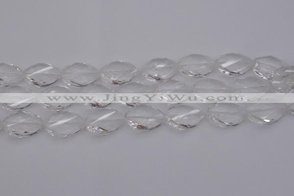 CCC526 15.5 inches 18*25mm twisted & faceted teardrop white crystal beads