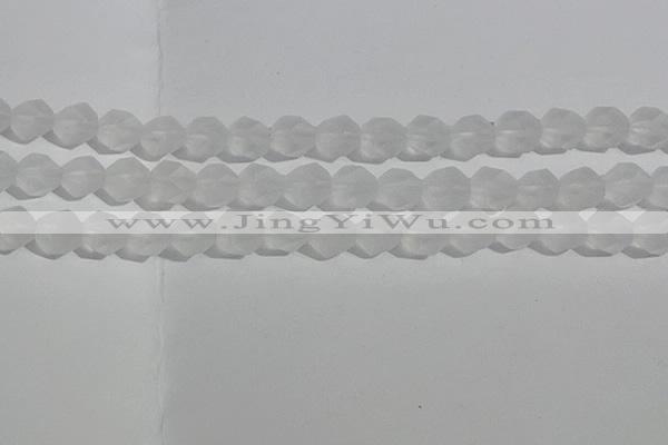 CCC628 15.5 inches 10mm faceted nuggets matte white crystal beads