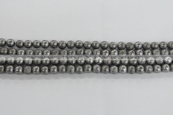 CCJ350 15.5 inches 8mm carved round plated China jade beads