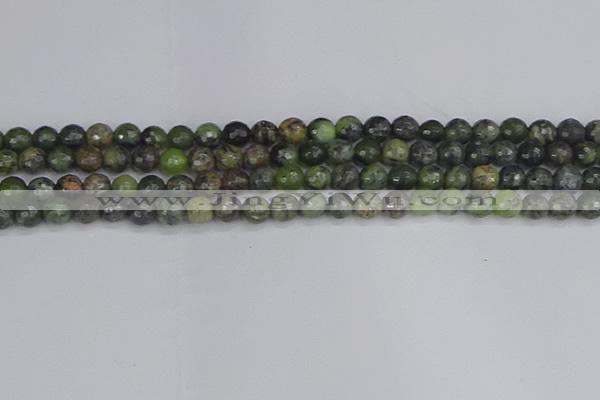 CCJ421 15.5 inches 6mm faceted round dendritic green jade beads