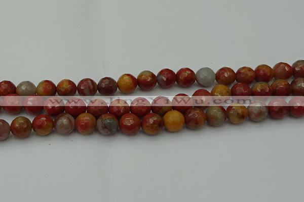 CCJ463 15.5 inches 10mm faceted round colorful jasper beads