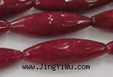 CCN1722 15.5 inches 10*30mm faceted rice candy jade beads