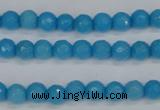 CCN1871 15 inches 6mm faceted round candy jade beads wholesale