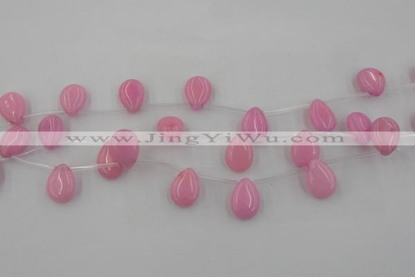 CCN2675 Top-drilled 13*18mm flat teardrop candy jade beads