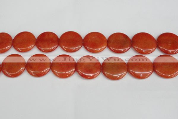 CCN3841 15.5 inches 30mm flat round candy jade beads wholesale