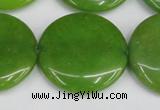 CCN3845 15.5 inches 30mm flat round candy jade beads wholesale