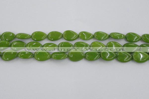 CCN3883 15.5 inches 15*20mm flat teardrop candy jade beads