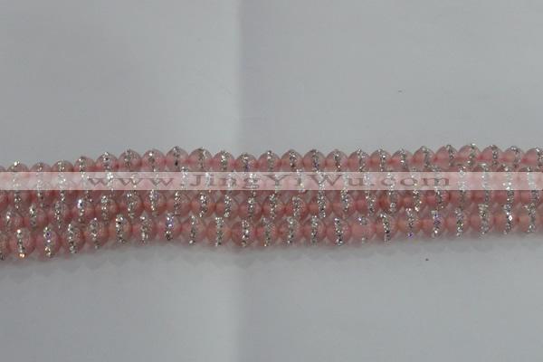 CCN4605 15.5 inches 6mm round candy jade with rhinestone beads