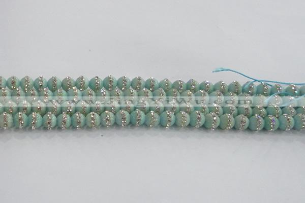 CCN4610 15.5 inches 6mm round candy jade with rhinestone beads