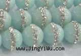 CCN4612 15.5 inches 10mm round candy jade with rhinestone beads