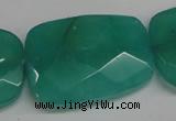 CCN709 15.5 inches 30*40mm faceted trapezoid candy jade beads