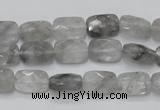 CCQ185 15.5 inches 8*12mm faceted rectangle cloudy quartz beads
