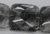 CCQ264 15.5 inches 35*35mm faceted square cloudy quartz beads