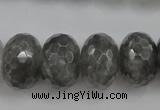 CCQ287 15.5 inches 12*18mm faceted rondelle cloudy quartz beads