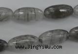 CCQ292 15.5 inches 10*20mm faceted rice cloudy quartz beads