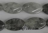 CCQ455 15.5 inches 15*25mm twisted oval cloudy quartz beads wholesale