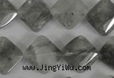 CCQ485 15.5 inches 15*15mm faceted diamond cloudy quartz beads