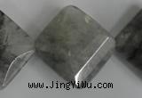 CCQ488 15.5 inches 25*25mm faceted diamond cloudy quartz beads