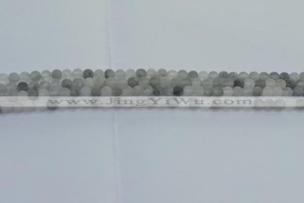 CCQ560 15.5 inches 4mm round matte cloudy quartz beads wholesale