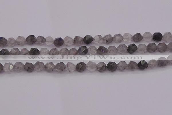 CCQ572 15.5 inches 8mm faceted nuggets cloudy quartz beads
