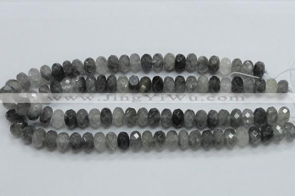 CCQ76 15.5 inches 8*14mm faceted rondelle cloudy quartz beads wholesale