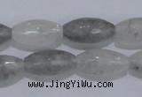 CCQ93 15.5 inches 10*20mm faceted rice cloudy quartz beads wholesale