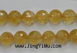 CCR05 15.5 inches 10mm faceted round natural citrine gemstone beads