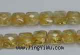 CCR15 15.5 inches 10*10mm faceted square natural citrine gemstone beads