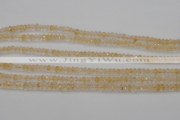 CCR172 15.5 inches 4*6mm faceted rondelle natural citrine beads