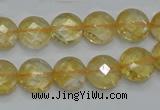 CCR19 15.5 inches 12mm faceted flat round natural citrine gemstone beads