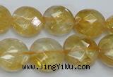 CCR20 15.5 inches 14mm faceted flat round natural citrine gemstone beads