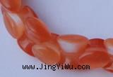 CCT39 14.5 inches 6*10mm drum-shaped orange red cats eye beads