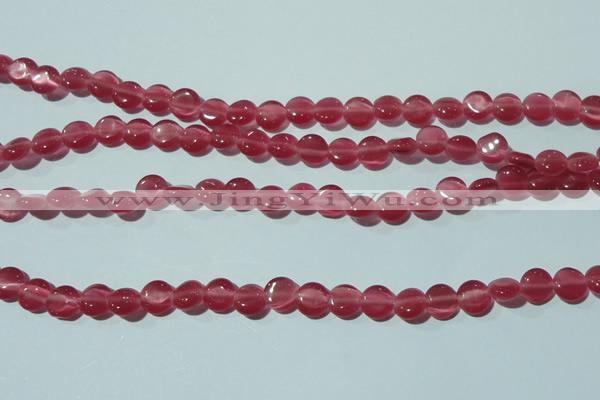CCT453 15 inches 6mm flat round cats eye beads wholesale
