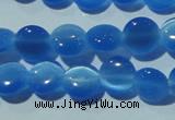 CCT464 15 inches 6mm flat round cats eye beads wholesale