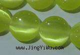 CCT520 15 inches 10mm flat round cats eye beads wholesale
