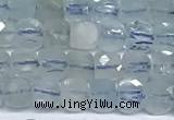 CCU1003 15 inches 4mm faceted cube aquamarine beads