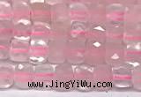 CCU1006 15 inches 4mm faceted cube rose quartz beads