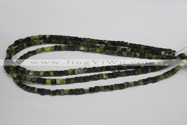 CCU12 15.5 inches 4*4mm cube yellow turquoise beads wholesale