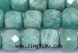 CCU1277 15 inches 6mm - 7mm faceted cube amazonite beads