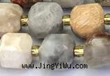 CCU1288 15 inches 9mm - 10mm faceted cube chrysanthemum agate beads